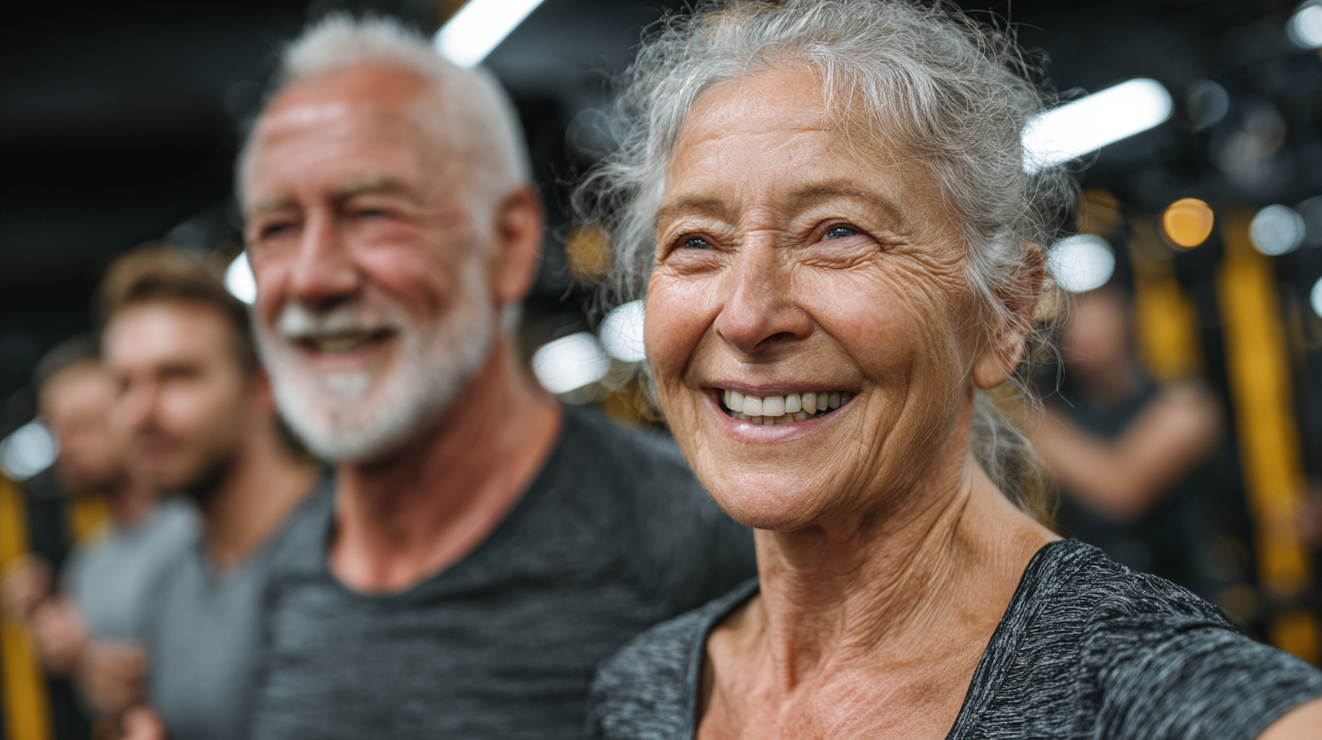 Активні старші люди під час тренування